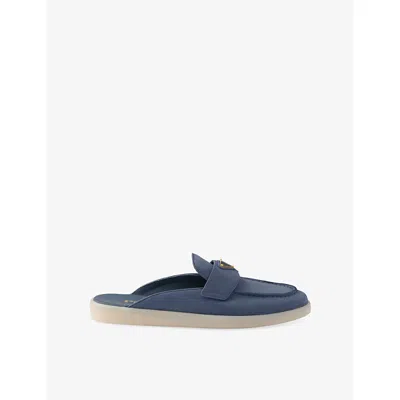 Prada Nubuck Mules In Blue