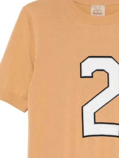 Rakkì Number-patch Knitted T-shirt In Neutral