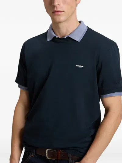 Woolrich Front-logo T-shirt In Blue