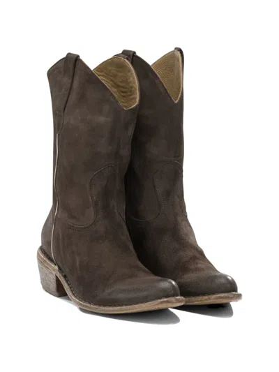 Moma Leather Ankle Boots In Brown