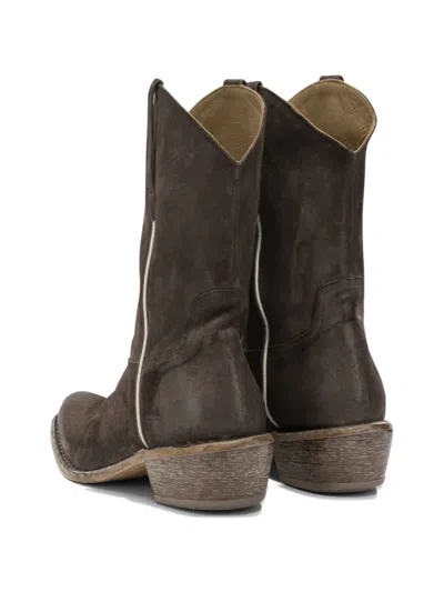 Moma Leather Ankle Boots In Brown