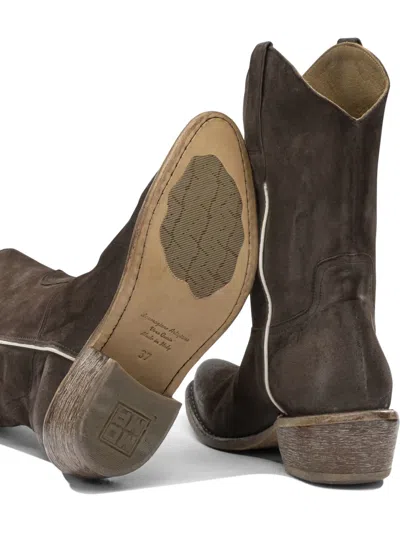 Moma Leather Ankle Boots In Brown