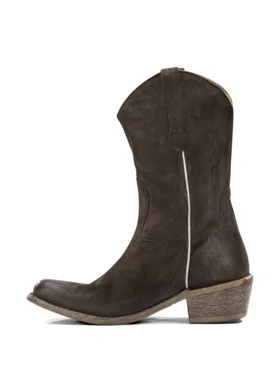 Moma Leather Ankle Boots In Brown