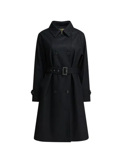 Herno Double-breasted Belted Coat In Blue