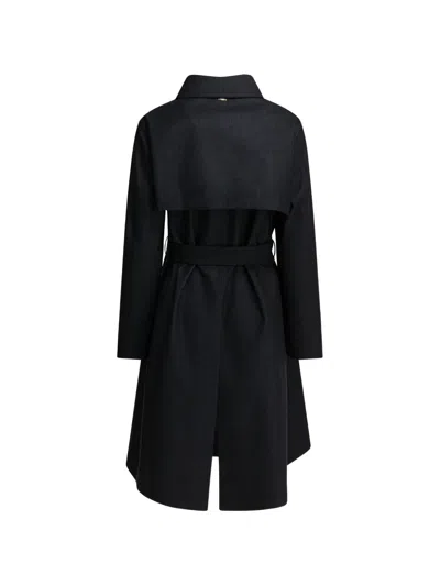 Herno Double-breasted Belted Coat In Blue