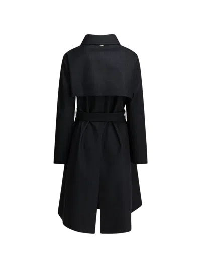 Herno Double-breasted Belted Coat In Blue