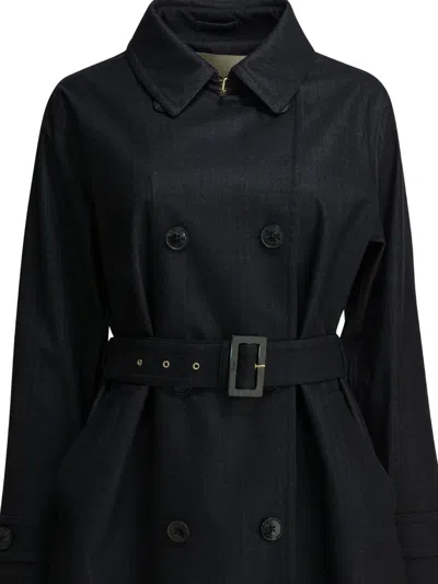 Herno Double-breasted Belted Coat In Blue