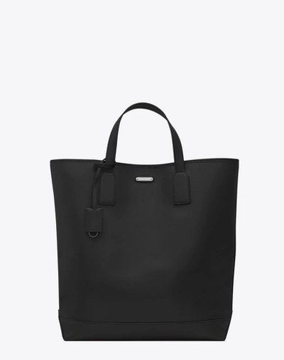 Saint Laurent : Black Leather Shopper Bag In Nero/nero