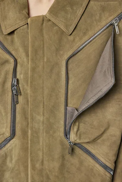 Rick Owens Heizer Mac Leather Jacket In Brown