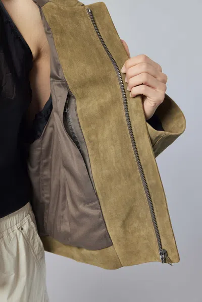 Rick Owens Heizer Mac Leather Jacket In Brown