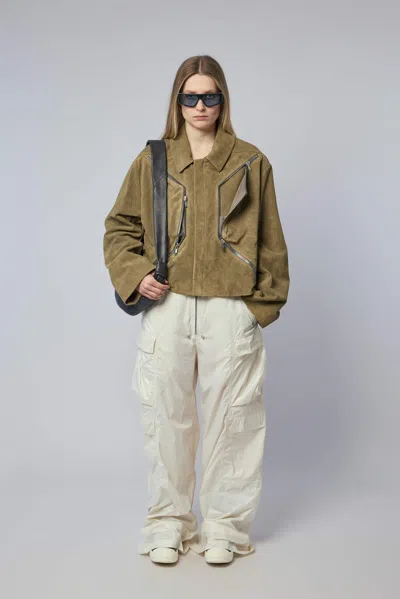 Rick Owens Heizer Mac Leather Jacket In Brown