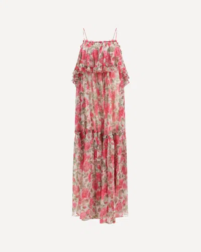 Chloé Chloe Floral Print Ruffled Silk-chiffon Maxi Dress In Multi