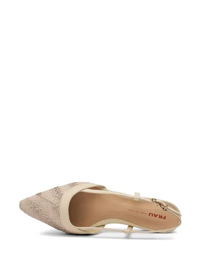 Frau Herringbone-effect Raffia Pumps In Neutral