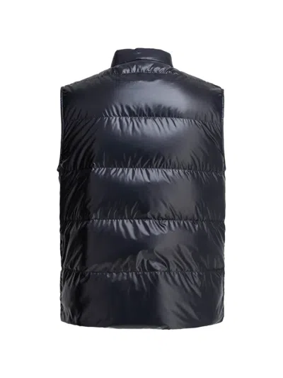 Moncler Restigo Quilted Vest With Logo Patch In Blue