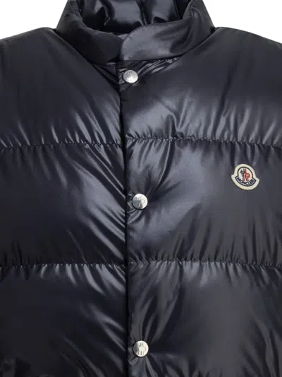 Moncler Restigo Quilted Vest With Logo Patch In Blue