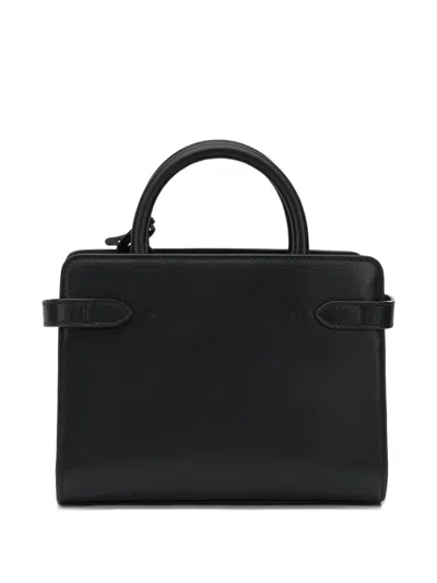 Le Tanneur Small Emilie Handbag In Raffia Effect And Smooth Leather In Black