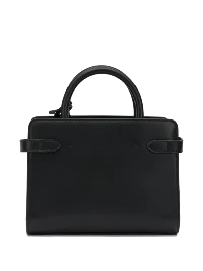 Le Tanneur Small Emilie Handbag In Raffia Effect And Smooth Leather In Black