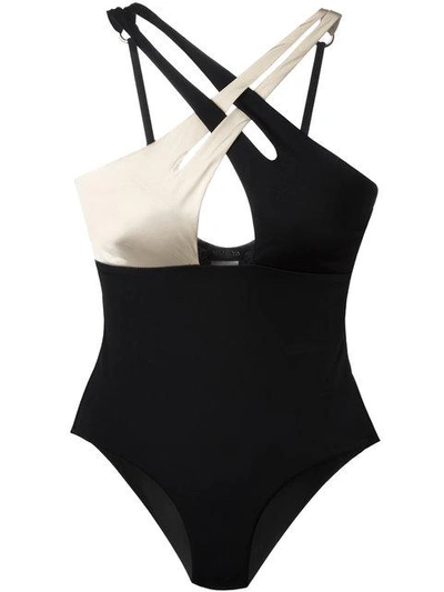 Shop Moeva Two-tone Swimsuit - Black