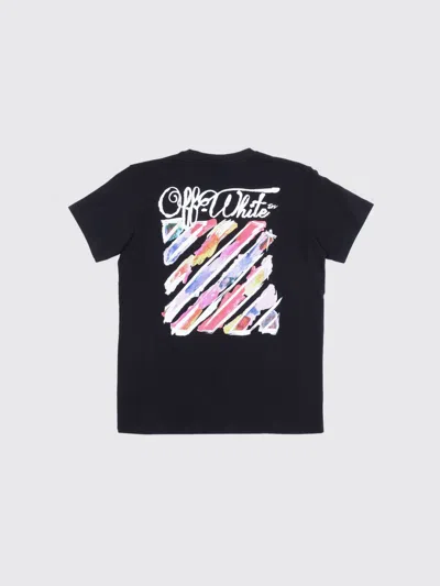 Off-white Kids Graphic-print Crewneck T-shirt In Black