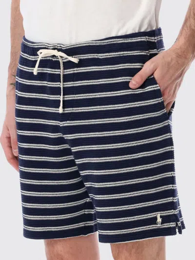 Polo Ralph Lauren Cotton Club Bar Stripe Textured Pull On Short In Blue