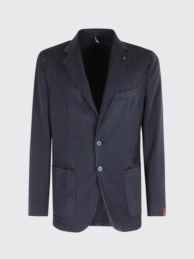 Santaniello Single-breasted Wool Blend Blazer In Blue
