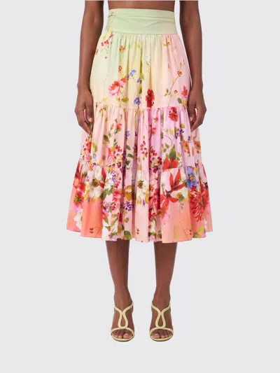 Roberto Cavalli Floral-print High-rise Gathered Midi Skirt In Multi
