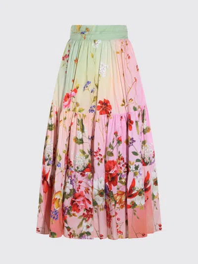 Roberto Cavalli Floral-print High-rise Gathered Midi Skirt In Multi