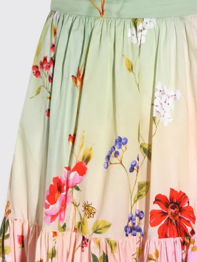 Roberto Cavalli Floral-print High-rise Gathered Midi Skirt In Multi
