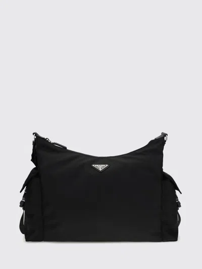 Prada Explore Triangle Logo Nylon Messenger Bag In Black
