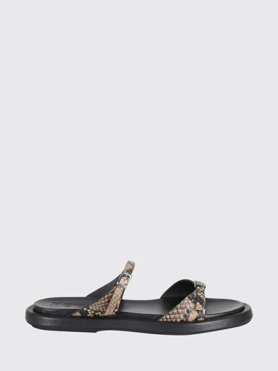 Poeve Beige Laila Double-strap Python Goat-leather Mules In Black