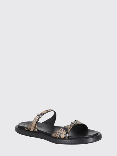 Poeve Beige Laila Double-strap Python Goat-leather Mules In Black