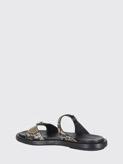 Poeve Beige Laila Double-strap Python Goat-leather Mules In Black