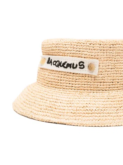 Jacquemus The Plage Logo-patch Raffia Hat In Pattern