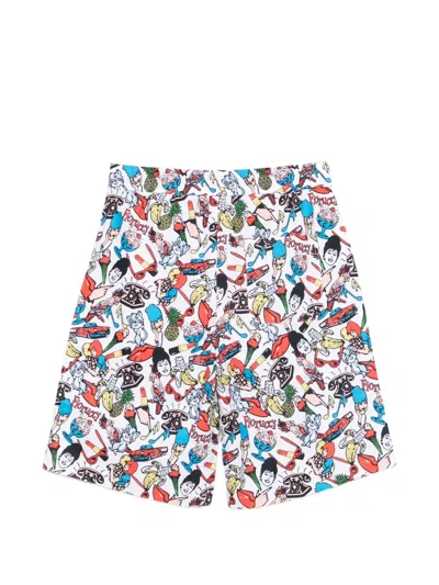 Fiorucci Graphic-print Drawstring Shorts In Blue