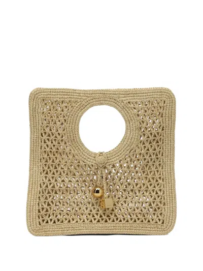 Jacquemus Small The Spiaggia Circular-handle Crochet Tote Bag In Neutral