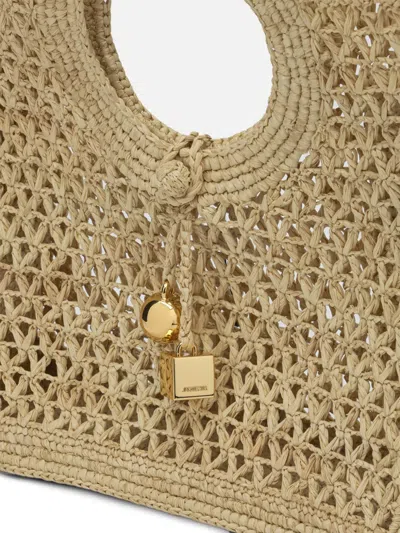 Jacquemus Small The Spiaggia Circular-handle Crochet Tote Bag In Neutral