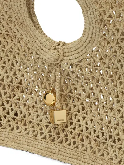 Jacquemus Small The Spiaggia Circular-handle Crochet Tote Bag In Neutral