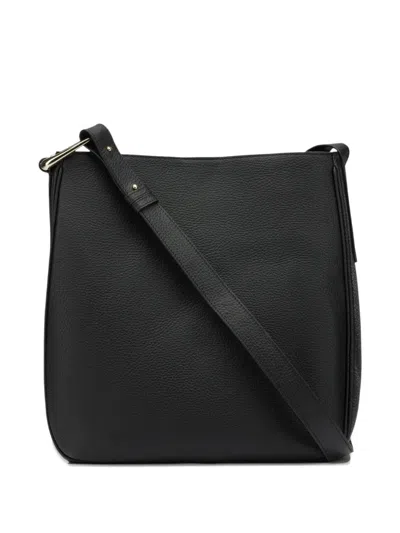 Le Tanneur Madeleine Large Hobo Bag In Grained Leather In Black