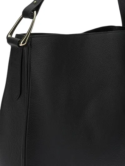 Le Tanneur Madeleine Large Hobo Bag In Grained Leather In Black