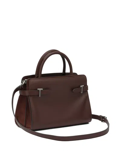 Le Tanneur Emie Medium Handbag In Smooth Leather And Nubuck In Brown