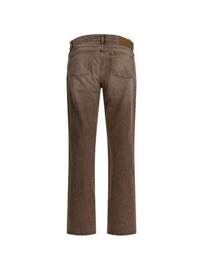 Our Legacy Denim Trousers Faded Effect Belt Loops Five Pockets In Brown