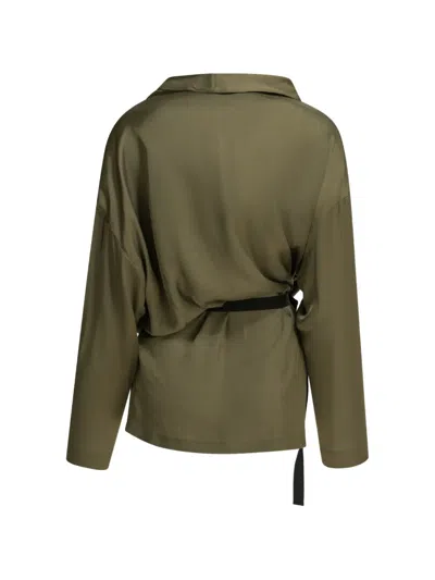 Sa Su Phi Draped Belted Wrap Jacket In Green