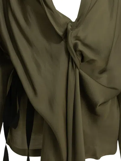 Sa Su Phi Draped Belted Wrap Jacket In Green