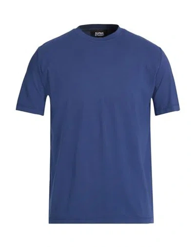 Alpha Studio Man T-shirt Bright Blue Size 48 Cotton, Elastane In Blue