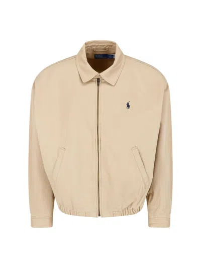 Polo Ralph Lauren Mens Khaki Uniform Bi-swing Brand-embroidered Regular-fit Woven Windbreaker Jacket Xxl In Neutral