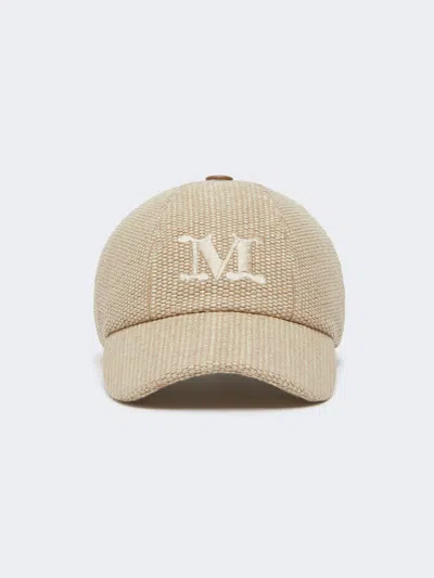 Max Mara Raffia-effect Basketweave Baseball Hat In Brown
