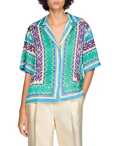 Sandro Graphic-print Short-sleeve Shirt In Multi