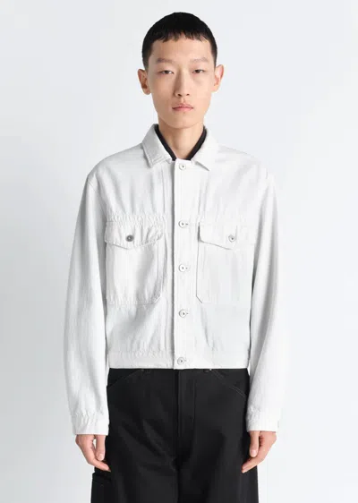 Lemaire Denim Trucker Jacket Long Sleeves Collar In White