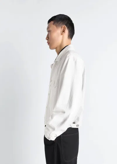 Lemaire Denim Trucker Jacket Long Sleeves Collar In White