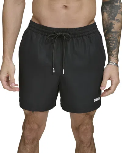 Dkny Core Solid Swim Trunks In Black